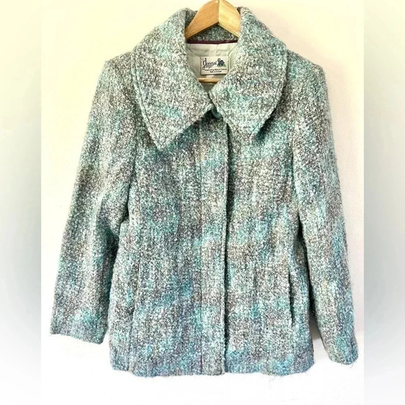 Donegal Design Irish Mohair & Wool Blue Multicolor Button Front Jacket Sz Small - Picture 1 of 14